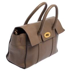 Pre Owned Mulberry Khaki Green Leather Small Bayswater Satchel