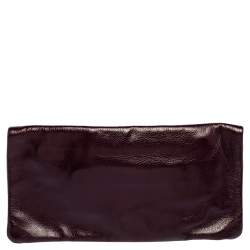 Pre Owned Mulberry Burgundy Leather Daria Fold Over Clutch 