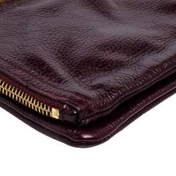 Pre Owned Mulberry Burgundy Leather Daria Fold Over Clutch 