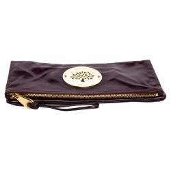 Pre Owned Mulberry Burgundy Leather Daria Fold Over Clutch 
