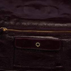 Pre Owned Mulberry Burgundy Leather Daria Fold Over Clutch 