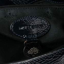 Pre Owned Mulberry Navy Blue Wrinkled Patent Leather Small Bayswater Satchel