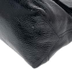 Pre Owned Mulberry Navy Blue Wrinkled Patent Leather Small Bayswater Satchel