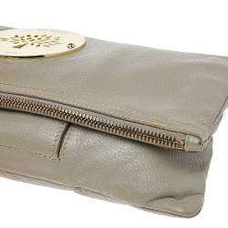 Pre Owned Mulberry Grey Leather Daria Fold-Over Clutch 