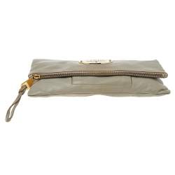 Pre Owned Mulberry Grey Leather Daria Fold-Over Clutch 