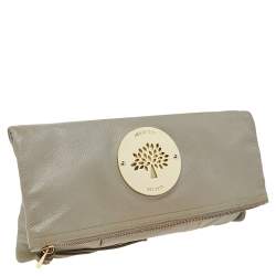 Pre Owned Mulberry Grey Leather Daria Fold-Over Clutch 