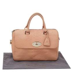 Pre Owned Mulberry Beige Python Embossed Leather Medium Del Rey Satchel