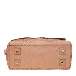 Pre Owned Mulberry Beige Python Embossed Leather Medium Del Rey Satchel