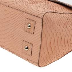 Pre Owned Mulberry Beige Python Embossed Leather Medium Del Rey Satchel