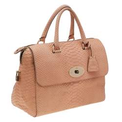 Pre Owned Mulberry Beige Python Embossed Leather Medium Del Rey Satchel