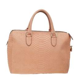 Pre Owned Mulberry Beige Python Embossed Leather Medium Del Rey Satchel