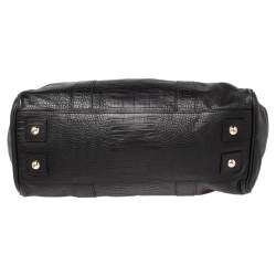 Pre Owned Mulberry Black Croc Embossed Leather Bayswater Satchel