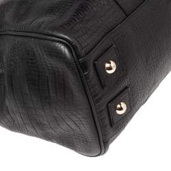 Pre Owned Mulberry Black Croc Embossed Leather Bayswater Satchel