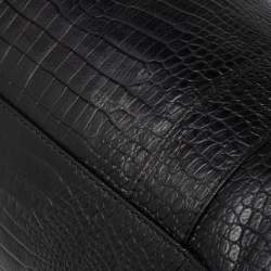 Pre Owned Mulberry Black Croc Embossed Leather Bayswater Satchel