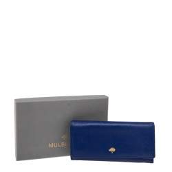 Mulberry Electric Blue Grained Leather Flap Continental Wallet