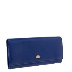 Mulberry Electric Blue Grained Leather Flap Continental Wallet