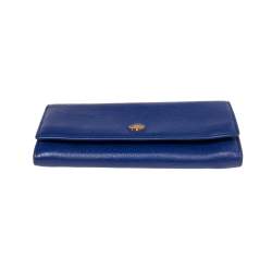 Mulberry Electric Blue Grained Leather Flap Continental Wallet
