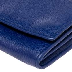 Mulberry Electric Blue Grained Leather Flap Continental Wallet
