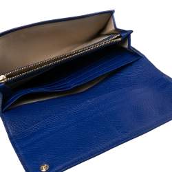 Mulberry Electric Blue Grained Leather Flap Continental Wallet