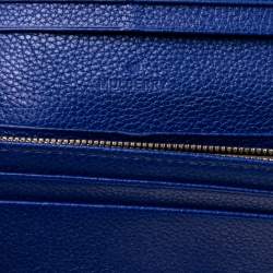 Mulberry Electric Blue Grained Leather Flap Continental Wallet