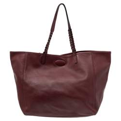 Pre Owned Mulberry Burgundy Nappa Soft Leather Medium Dorset Tote