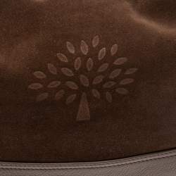 Pre Owned Mulberry Brown Suede and Leather Logo Embossed Hobo
