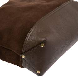 Pre Owned Mulberry Brown Suede and Leather Logo Embossed Hobo