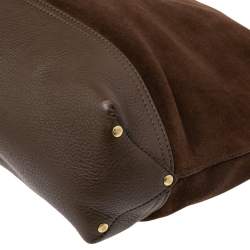 Pre Owned Mulberry Brown Suede and Leather Logo Embossed Hobo