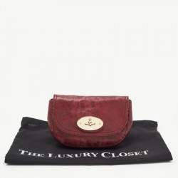 Mulberry Burgundy Python Embossed Leather Lily Pouch