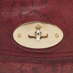 Mulberry Burgundy Python Embossed Leather Lily Pouch