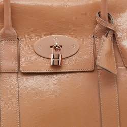 Pre Owned Mulberry Beige Crinkle Leather Bayswater Satchel