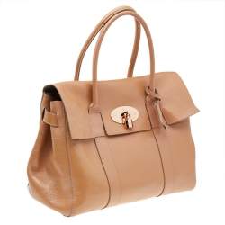 Pre Owned Mulberry Beige Crinkle Leather Bayswater Satchel