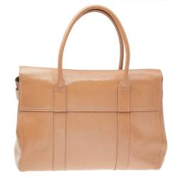 Pre Owned Mulberry Beige Crinkle Leather Bayswater Satchel