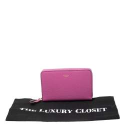 Pre Owned Mulberry Pink Leather Zip Around Compact Wallet
