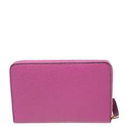 Pre Owned Mulberry Pink Leather Zip Around Compact Wallet