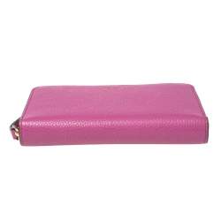 Pre Owned Mulberry Pink Leather Zip Around Compact Wallet