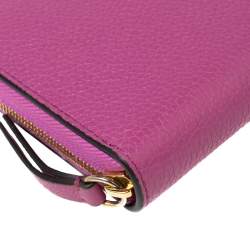 Pre Owned Mulberry Pink Leather Zip Around Compact Wallet