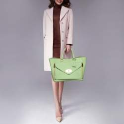 Pre Owned Mulberry Green Leather Large Willow Tote