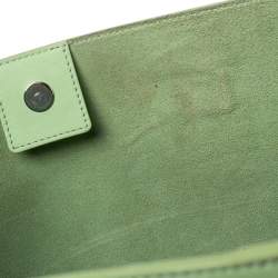 Pre Owned Mulberry Green Leather Large Willow Tote