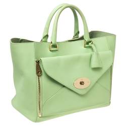 Pre Owned Mulberry Green Leather Large Willow Tote