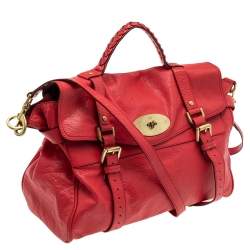 Pre Owned Mulberry Coral Pink Leather Oversized Alexa Satchel