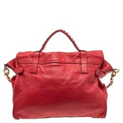 Pre Owned Mulberry Coral Pink Leather Oversized Alexa Satchel