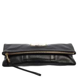 Pre Owned Mulberry Black Leather Daria Fold Over Clutch