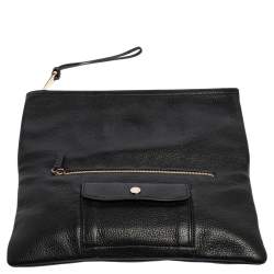 Pre Owned Mulberry Black Leather Daria Fold Over Clutch