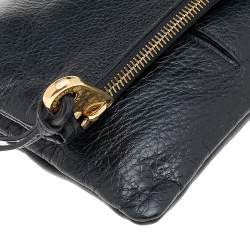 Pre Owned Mulberry Black Leather Daria Fold Over Clutch