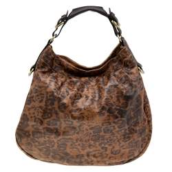 Mulberry Brown Leopard Print Leather Mitzy Hobo