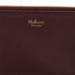 Pre Owned Mulberry Burgundy Leather Zip Coin Pouch