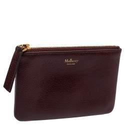 Pre Owned Mulberry Burgundy Leather Zip Coin Pouch