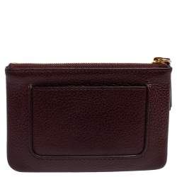 Pre Owned Mulberry Burgundy Leather Zip Coin Pouch