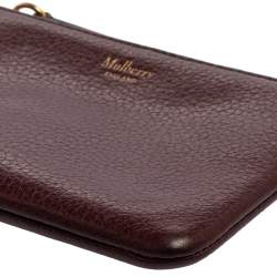 Pre Owned Mulberry Burgundy Leather Zip Coin Pouch